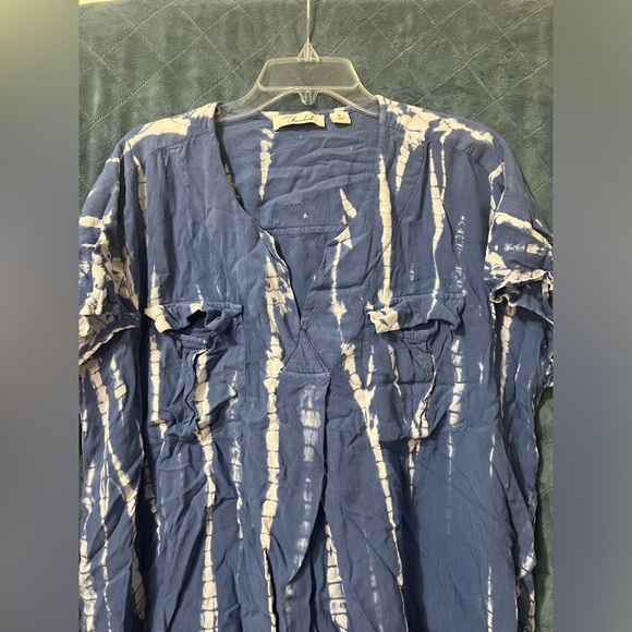 Women's Cafe Marrakesh XL Tie Dye Oversized Short Sleeve Blouse - Picture 2 of 5